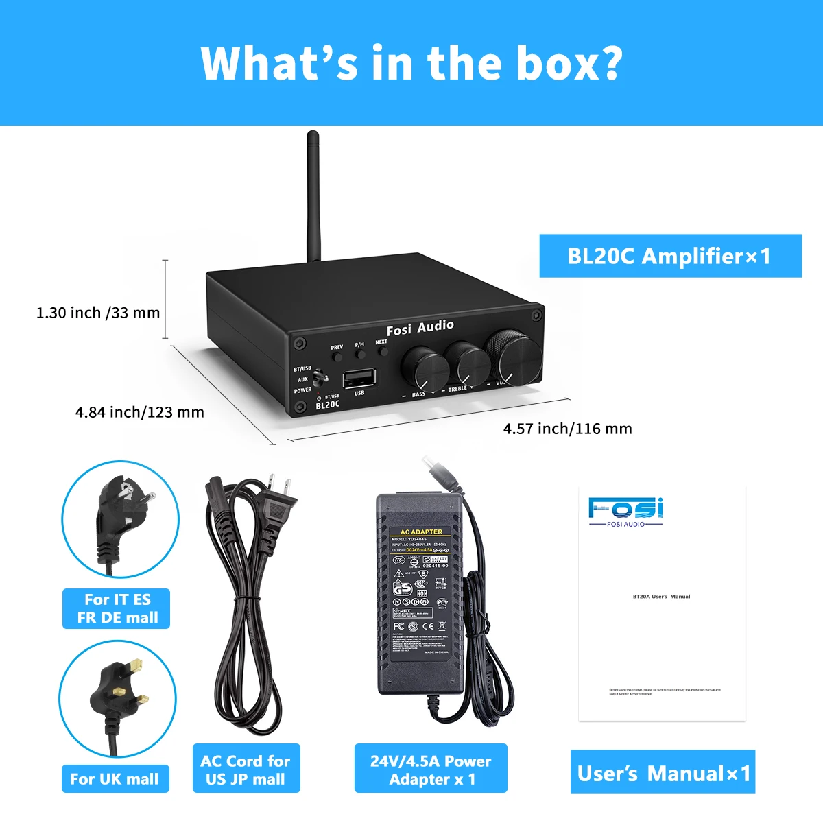 (alimentación De 24 V) Amplificador Receptor De Audio Bluetooth 2.1, Amplificador Clase D, Reproductor Usb