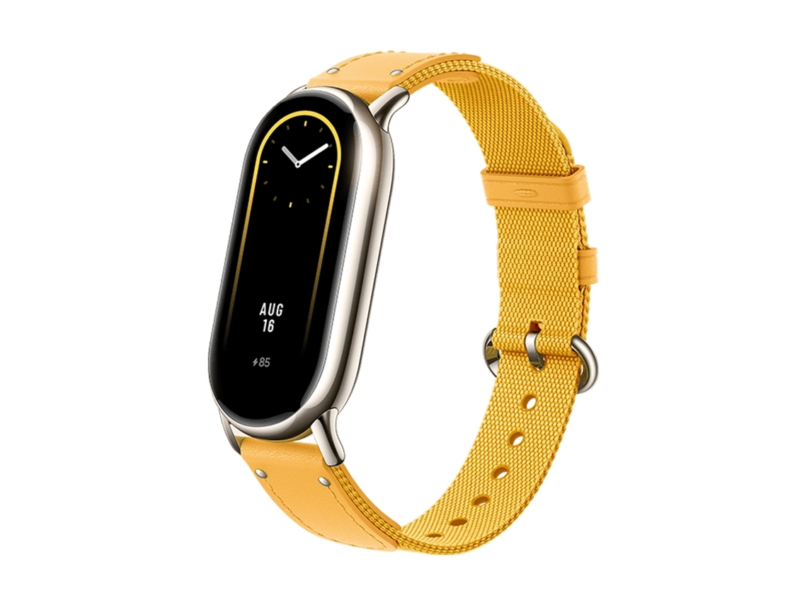 Original para Xiaomi Mi Band 8 Nylon trenzado + Correa de reloj de cuero (Amarillo)