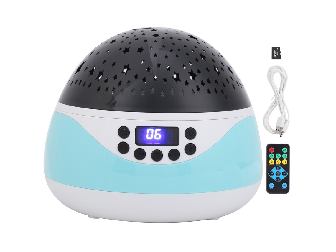 Ats-luz Nocturna Con Control Remoto Proyector Led Con Pantalla Digital Y Música Para Niños Azul