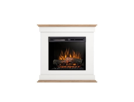 Chimenea LED eléctrica independiente LENOX 23' Blanco mate / Roble claro 93 x 90 x 29 OUTINFIRE