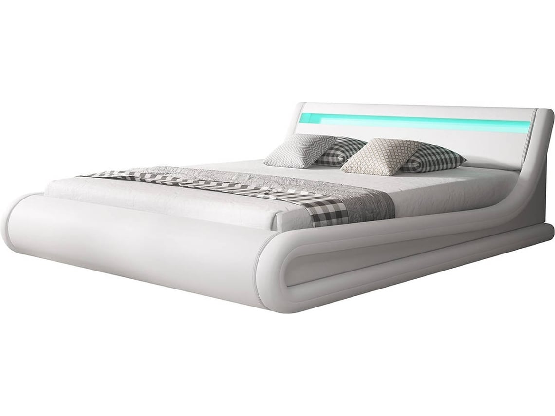 BEAUTIFUL MUEBLES Cama Parisina (Blanco - Polipiel - Compatible con colchón: 150x190 cm - con plataforma elevadora)