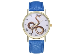 Reloj De Muñeca Analógico De Cuarzo Con Dial Redondo Y Patrón De Animales Moda (azul Real)