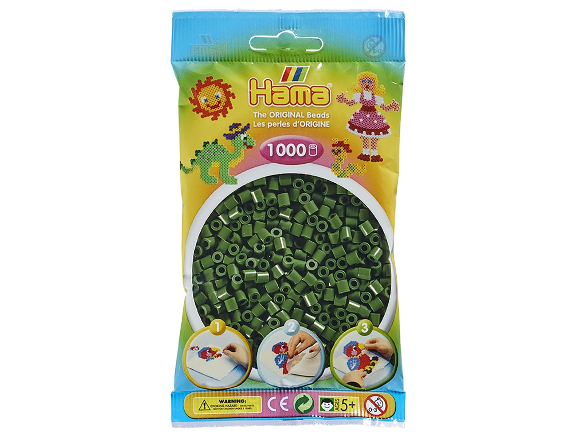 Juego de Mosaicos HAMA Set de Cuentas de Plastico midi forest green (1000 Peças - Verde)