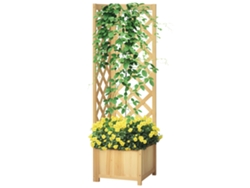 Macetero esquinero de madera con enrejado para plantas trepadoras 40x40x145 Natural
