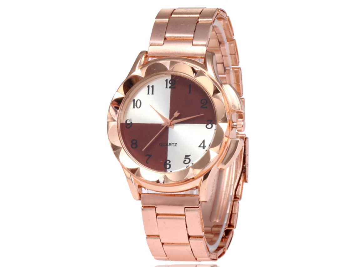 Reloj De Cuarzo Casual Unisex Con Correa De Acero Marrón Oscuro Para Hombre Y Mujer