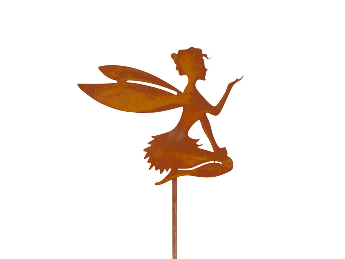 Estacas decorativas para jardín, silueta de hada de metal