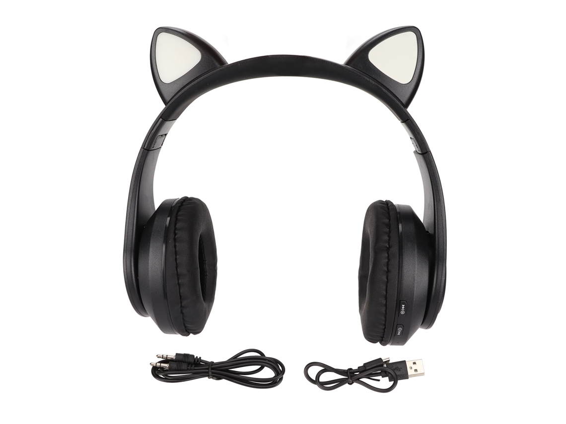 Fone De Ouvido Bluetooth Com Orelhas De Gato Brilhantes Pliável Com Luz De Respiração E Baixo Potente