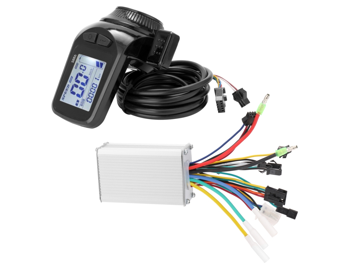 Kit de controlador de motor sin escobillas de 24 V, 48 V y 350 W con pantalla LCD y acelerador de pulgar para patinete eléctrico S886vayotoy