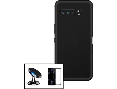 Carcasa + Protector + Soporte Asus ROG Phone 5s Pro PHONECARE Silicona Líquida Negro 72802