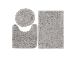 Juego de 3 alfombrillas de baño antideslizantes y absorbentes de agua en color gris