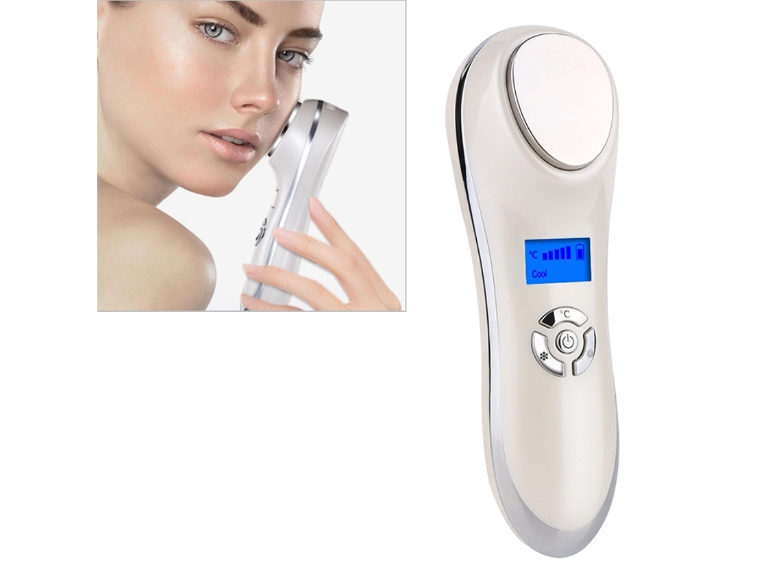 (blanco) Masajeador Facial Vibratorio De Elevación Con Calor Y Frío Con Crioterapia Ultrasónica
