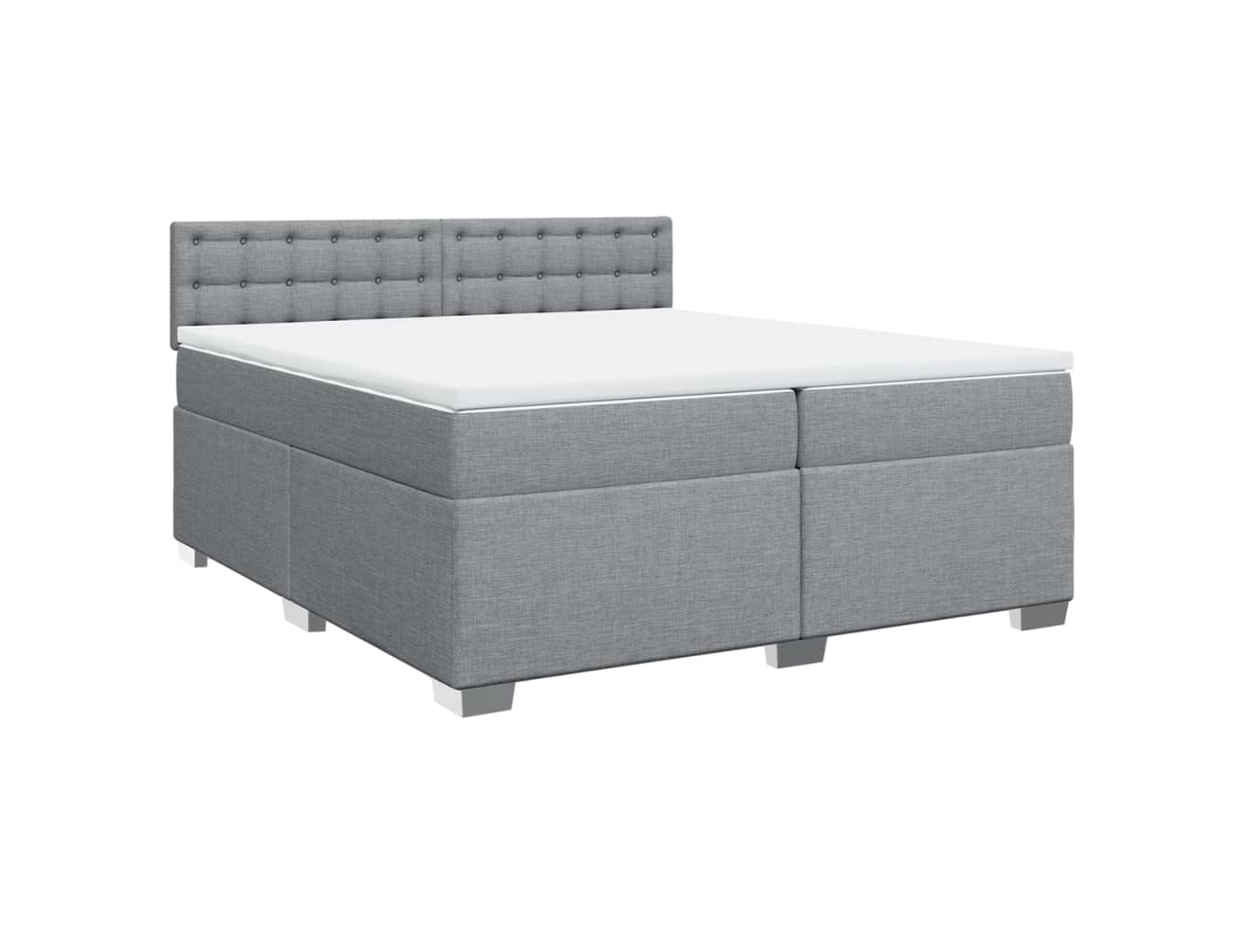 Maison Exclusive - Cama Box Spring Con Colchón Tela Gris Claro 200x200 Cm