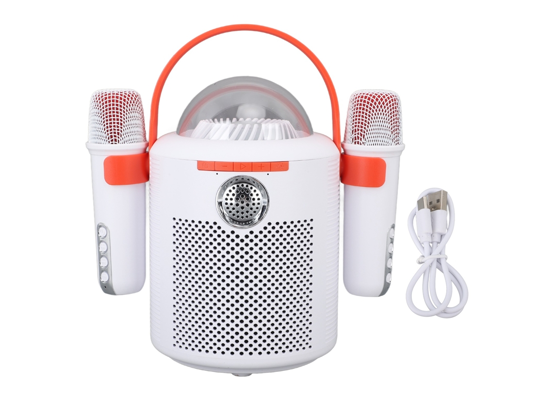 2026-máquina De Karaoke Mini Con 2 Micrófonos Inalámbricos Altavoz Bluetooth Portátil Sistema Para Fiesta En Casa Camping Blanco