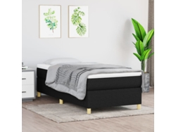 Cama Box Spring Con Colchón Tela Negro 100x200 Cm