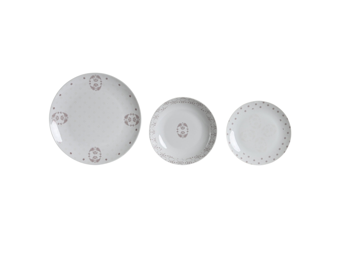 Set 18 Vajilla Porcelana Rosa 27x27x3cm