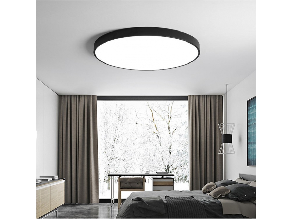 Plafón LED 48W CCT 3000K-4200K-6000K, 60cm diámetro, marco negro JANDEI