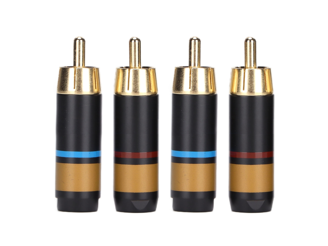 Conector Rca Loto Preffair R1759 Latão Dourado Fibra De Carbono 4pcs Para Áudio Cabos Diy