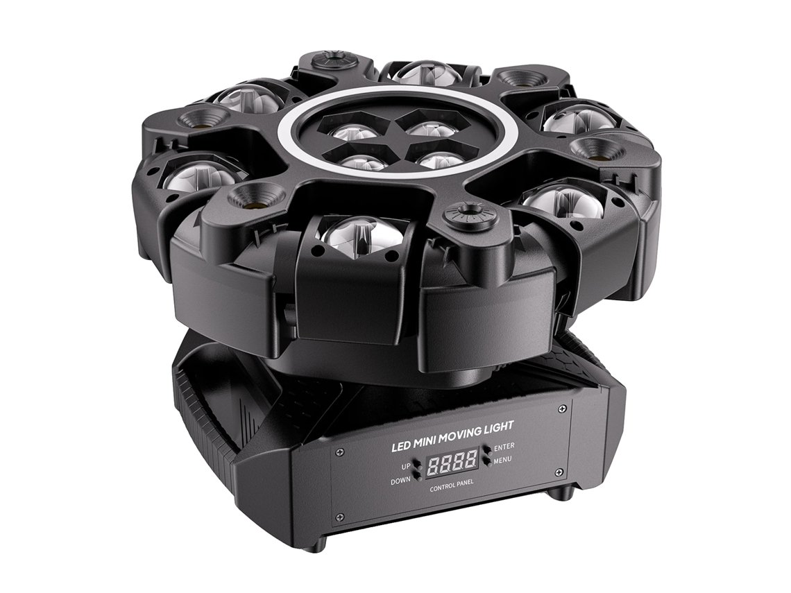 Luz móvil, haces RGBW, efectos de movimiento dinámicos, negro, conector OEM