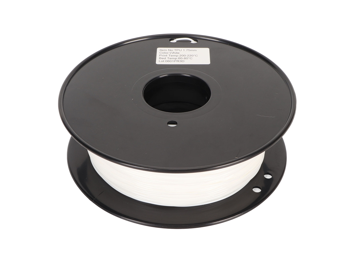Filamento Tpu Flexible 1.75mm 95a 8kg Sin Obstrucciones Para Impresoras 3d Fdm Blanco