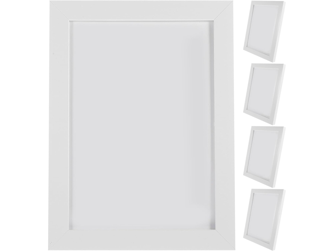 Juego 5 Marcos Fotos Pvc Blanco Diseño Elegante Decoración Pared Hogar Oficina Mesa