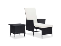 Conjunto de jardín de 2 piezas DKD Home Decor con cojines de mimbre negros