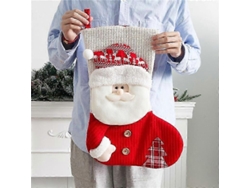 Medias navideñas rojas de talla grande, medias navideñas blancas de punto, decoración para chimenea con Papá Noel, decoración del hogar. Hengjian