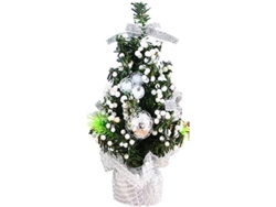 Mini Adorno Para Árbol De Navidad Con Lazo, Decoración De Mesa, Decoración Del Hogar, Regalo De Navidad, Plateado, 20 Cm