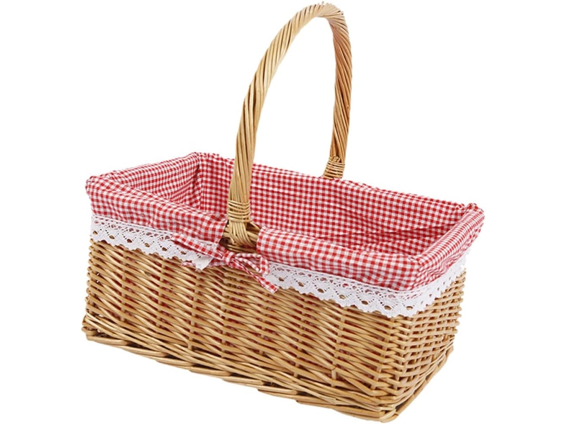 Cesta De Picnic Grande De Tela Estilo Rústico Inoomp, Cesta De Almacenamiento Decorativa Con Fina Artesanía, Cesta Para