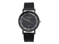 Reloj De Pulsera Para Hombre De Cuarzo Con Correa De Malla Y Dial Redondo Romanos Moda Negro