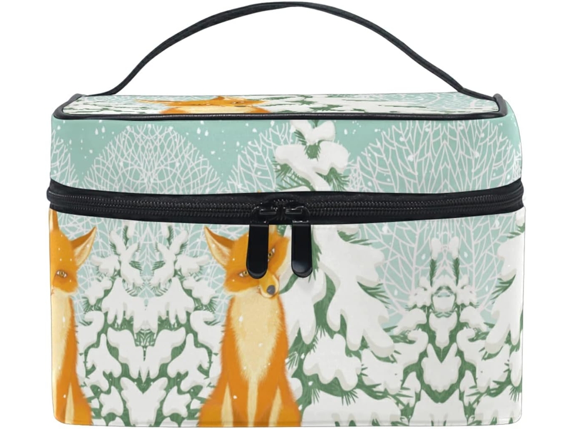 Bolsa Cuero Con Cremallera Portátil Organizador Para Mujer