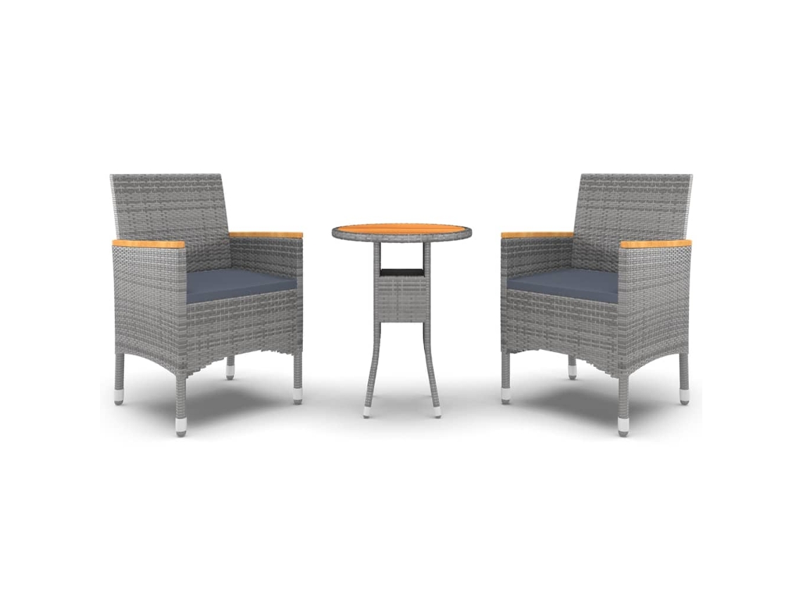 Maison Exclusive - Juego De Comedor De Jardín 3 Piezas Ratán Sintético Gris