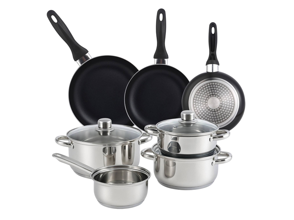 Juego de utensilios de cocina Well Home de 7 piezas y 3 sartenes Wellhome