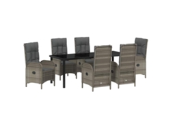 Maison Exclusive - Conjunto De Comedor De Jardín 7 Pcs Gris Ratán Sintético