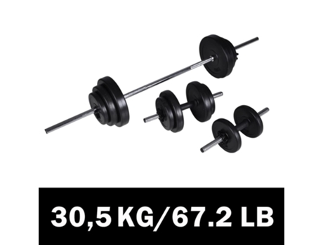 vidaXL Set de pesas + 2 mancuernas 30,5 kg