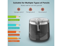 Afiador Elétrico Portátil para Lápis 6 8mm com Bateria Ideal para Estudantes Artistas Casa Escola Escritório