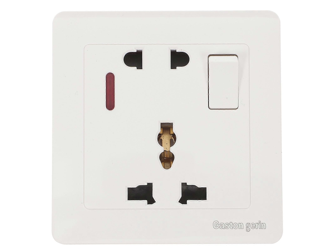 Tomacorriente De Pared Cuadrado Multifunción 13a Con Interruptor Estándar Británico 5 Huecos