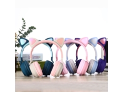 Fone Mali head mounted sem fio BT 5.0 com forma de orelhas de gato, iluminação multicolor, carregável