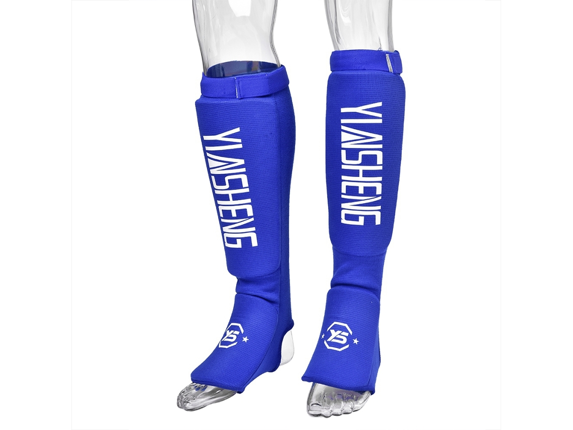Protector de piernas y pies transpirable y duradero para MMA, boxeo, karate y taekwondo (azul M)