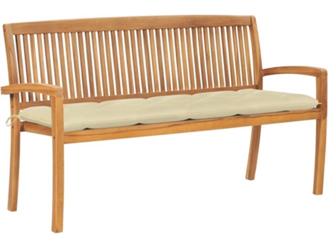 Banco de exterior VIDAXL Crema Teca (159x57.5x90 cm)