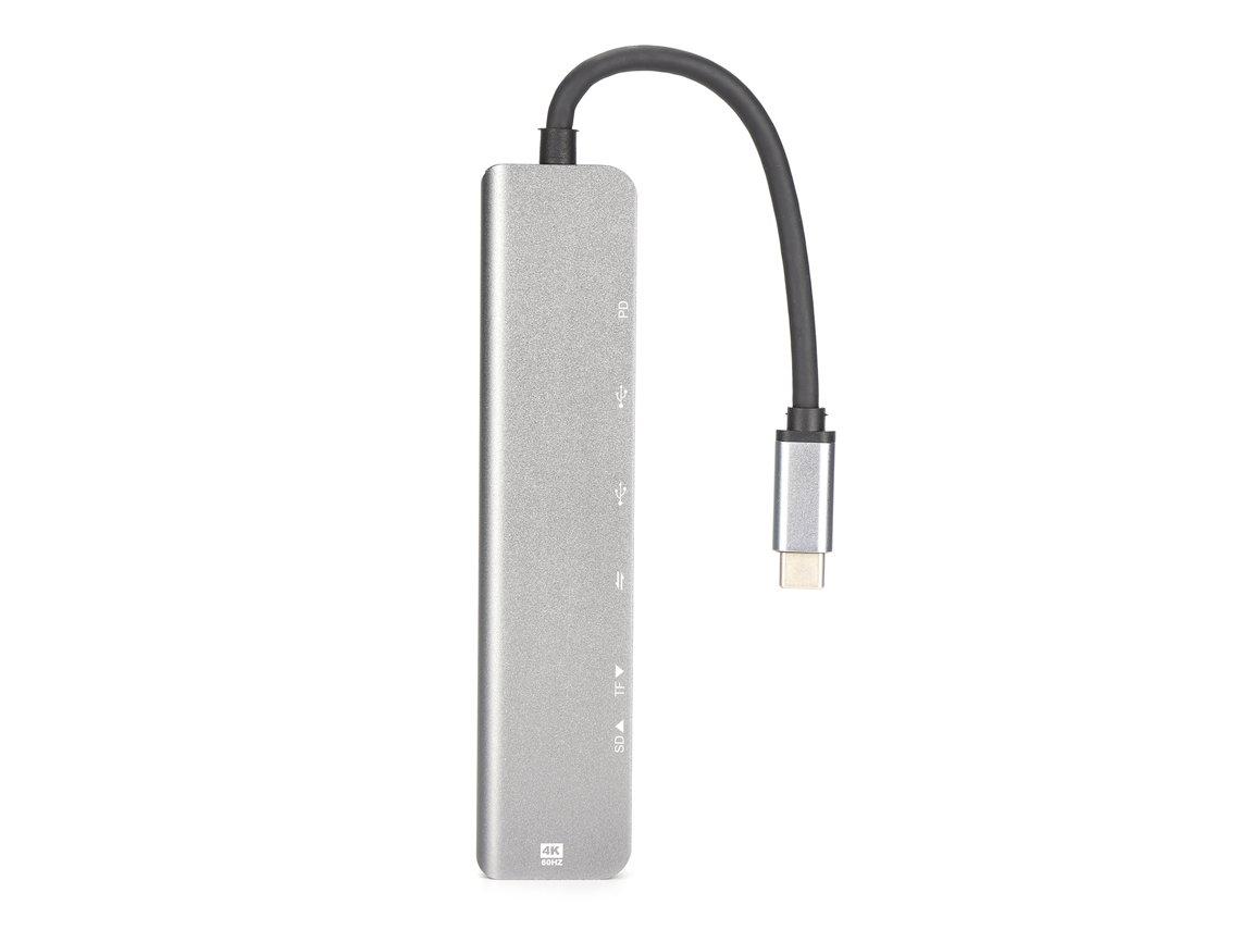 Hub Usb-c 7 En 1 Con Interfaz Multimedia 4k Hd, 2 Puertos Usb, Puertos Usb-c Y Lector De Tarjetas.