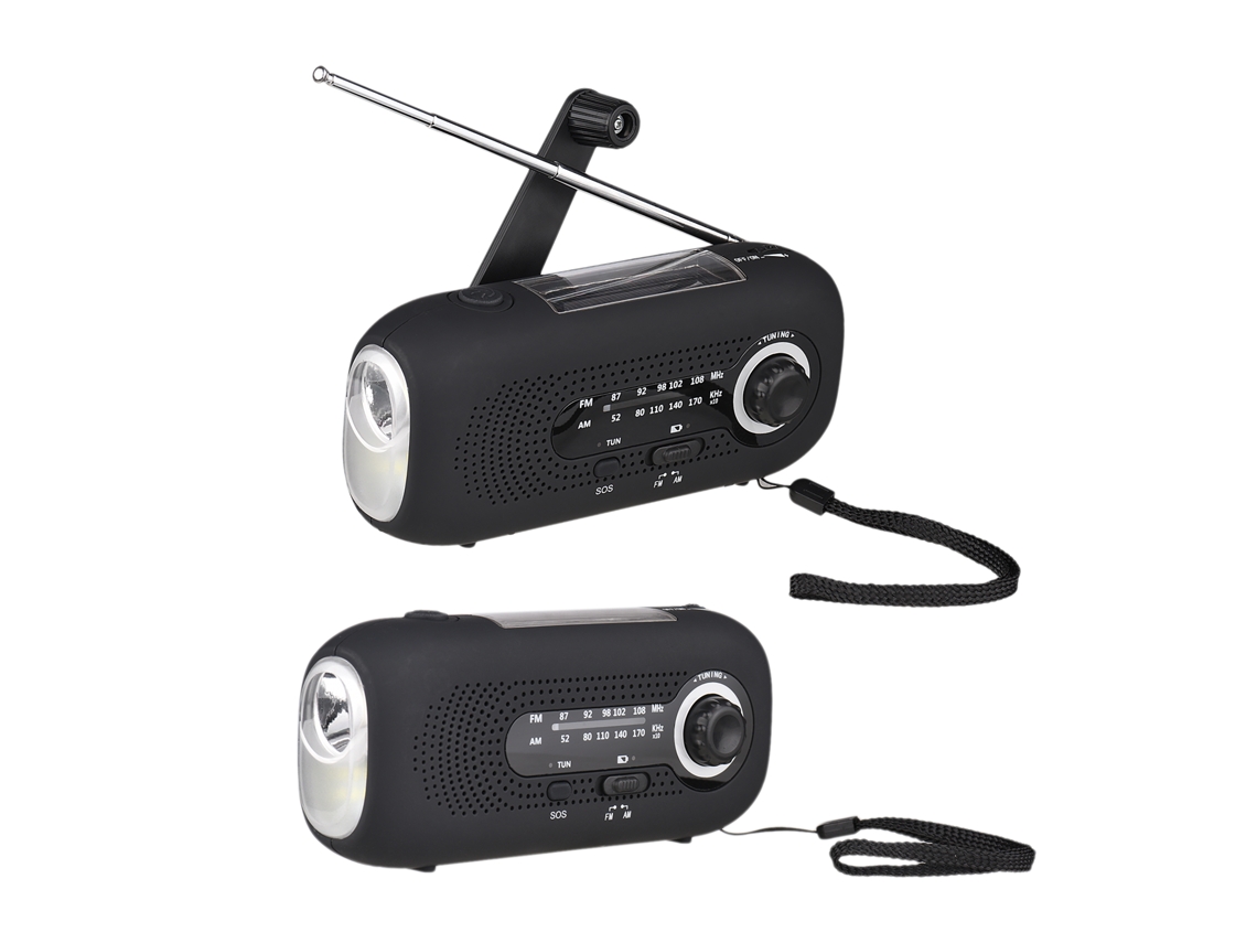 Radio Solar De Manivela Mdug Con Alarma Sos Am/fm, Batería Recargable, 4 Modos Y Linterna