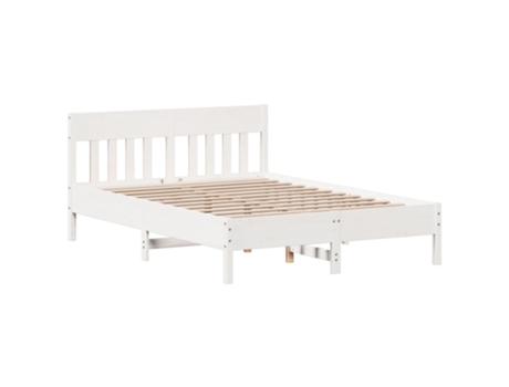 Estructura de cama con cabecero VIDAXL pino macizo blanco (135x190 cm)