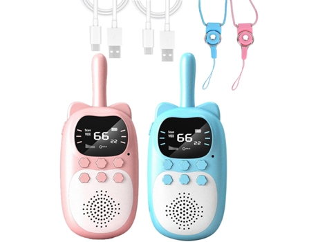 Walkie Talkies Para Niños De Largo Alcance Con Linterna Para Juegos De Camping Al Aire Libre (Azul+Rosa) VENISYMLIS