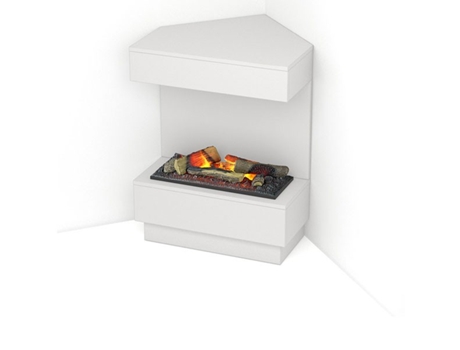 Chimenea eléctrica esquinera LED autoportante TARAVO Blanco mate 70 x 95 x 30/65 400 / 600 OUTINFIRE