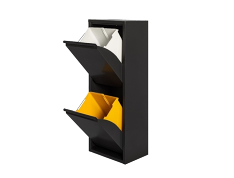 Cubo de Basura JOBGAR Eco Recycling Metálico de 2 Compartimentos, 2x17L (34L), Negro