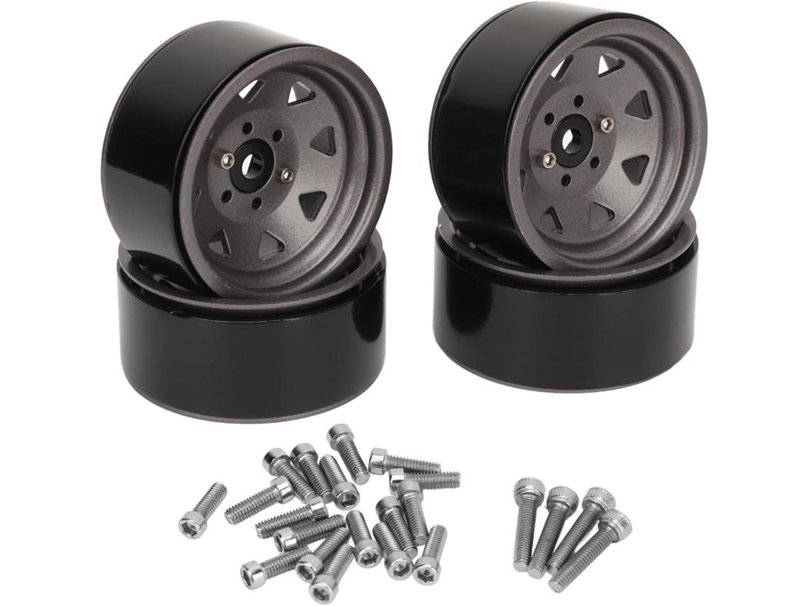 Juego De 4 Llantas Rc De 1,9" - Ajuste Universal, Montaje Sólido, 8 Radios Para Scx10 Ii Iii (titanio)