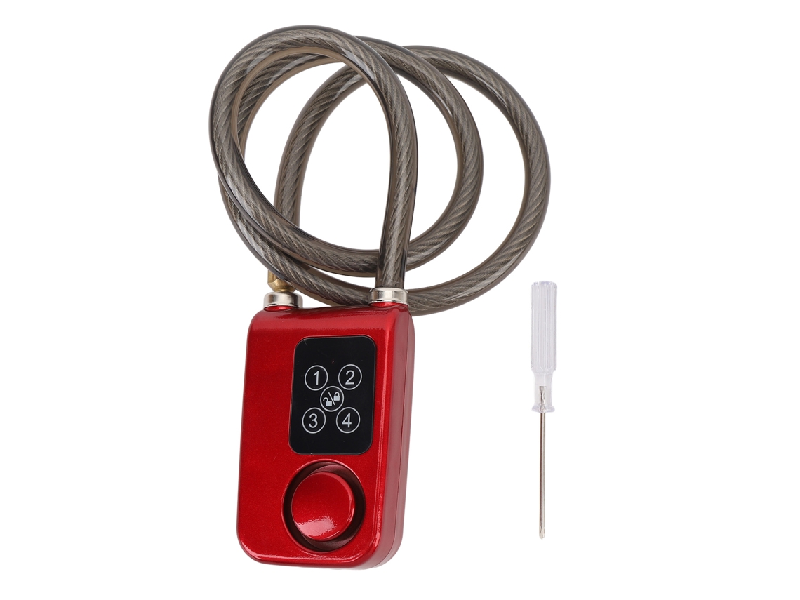Cadeado Digital Antirroubo Com Alarme De Vibração Sem Chave Resistente À Água Para Motocicleta Vermelho