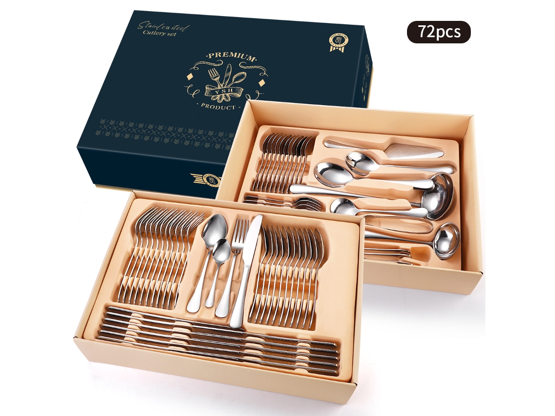 Conjunto de Talheres Domésticos em Aço Inoxidável 72 Peças GERTIZ