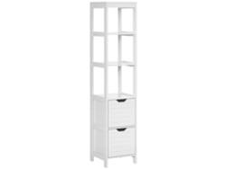 Mueble Baño Columna 3 Estantes 2 Cajones Madera 30x30x144cm