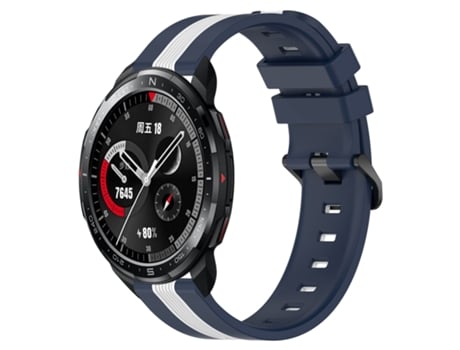 Correa de reloj inteligente para Honor Watch GS Pro 22 mm Correa de reloj de silicona vertical de dos colores (azul + blanco)